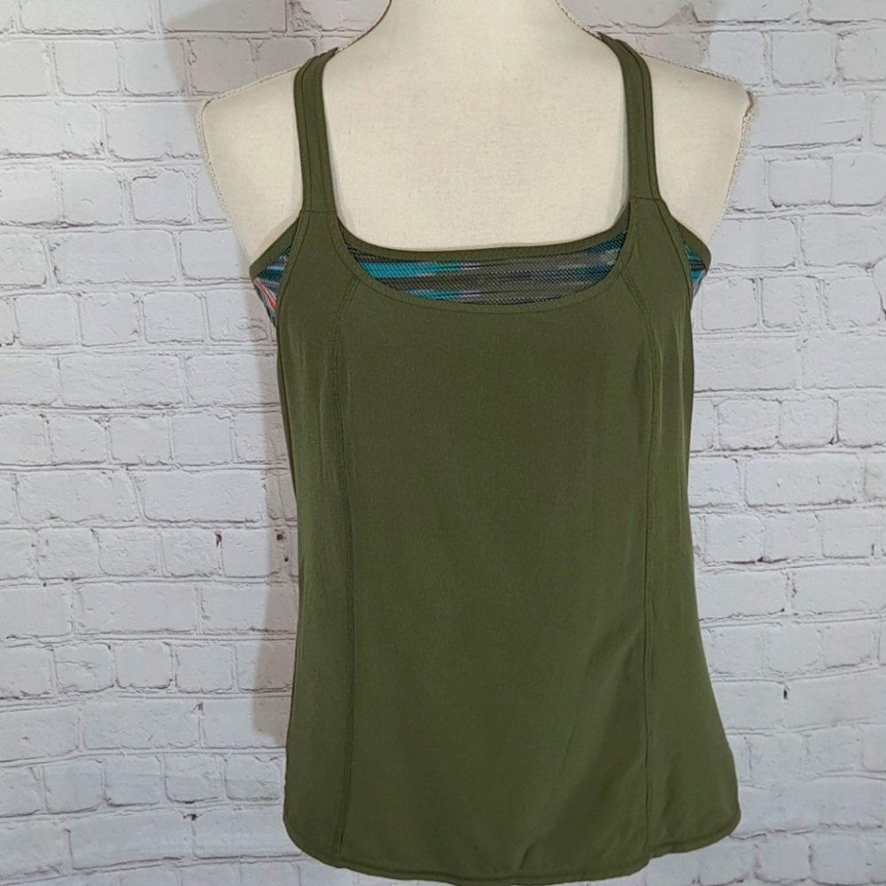 PrAna Army Green Crossback Tank Top
